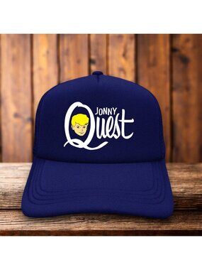 Jonny Quest Vintage Comic Mens Trucker Hat Navy Snapback 50s Cartoon Superhero
